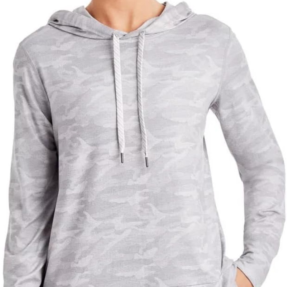 MEMBERS MARK SOFT PULLOVER HOODIE, GREY CAMO- SZ S, NWOT